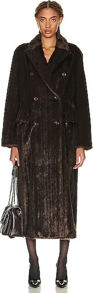 STAND STUDIO Lidya Faux Fur Coat in Brown