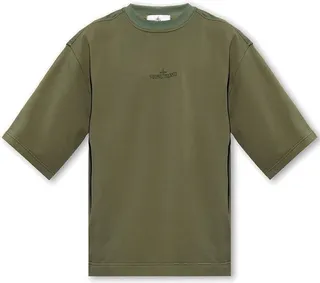 Stone Island Logo Embroidered Crewneck T-Shirt