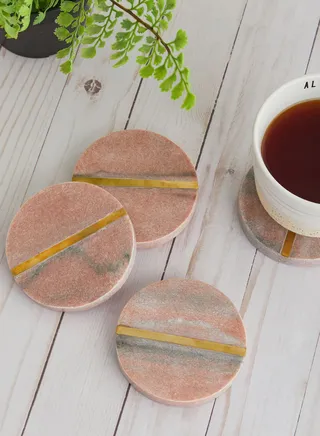 Set of 4 Stone Embossed Coasters