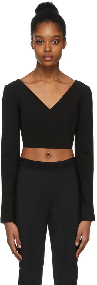 Givenchy Black Cropped V-Neck Sweater