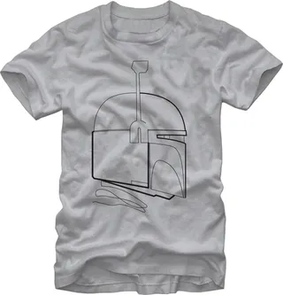 Men's Star Wars Boba Fett Helmet Outline T-Shirt - Silver - X Large