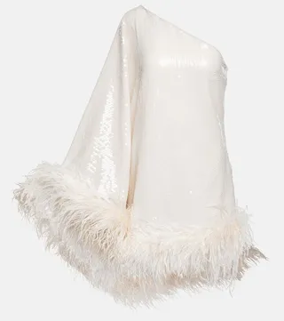 Piccolo Ubud Disco feather-trimmed minidress