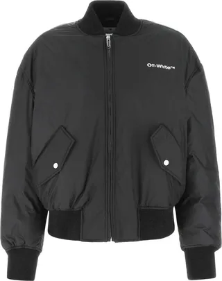 Off-White Logo Printe Zipped Bomber Jacket