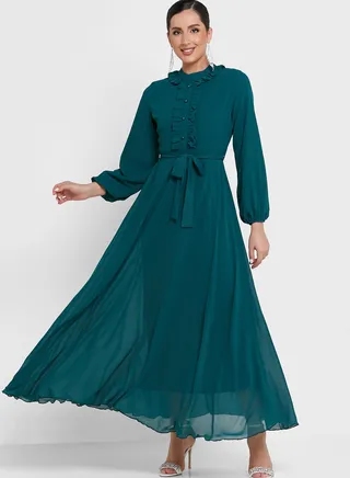 Frill Trim A-Line Dress