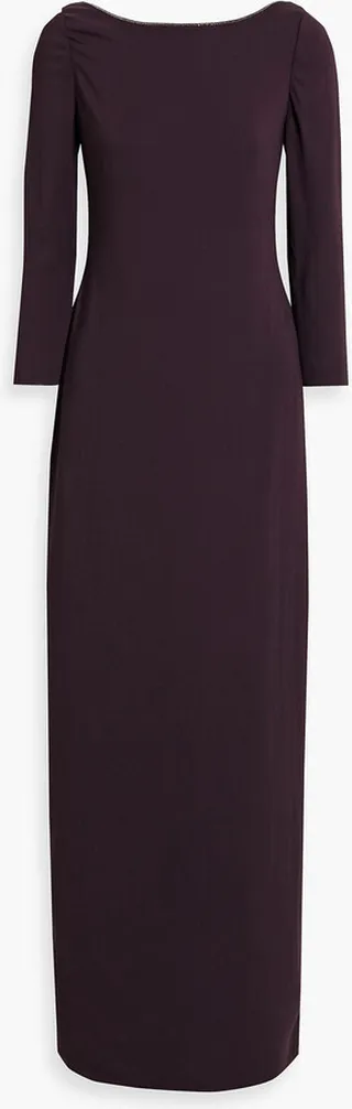 Bead-embellished crepe maxi dress