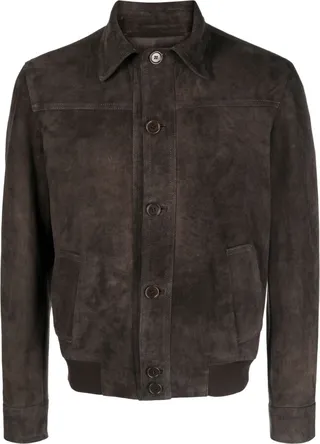 Button-Fastening Suede Jacket