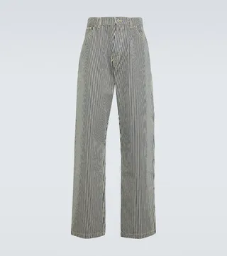 Striped mid-rise wide-leg jeans