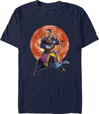 Men's Marvel Doctor Strange in the Multiverse of Madness Wong in Action T-Shirt - Navy Blue - 3X Large