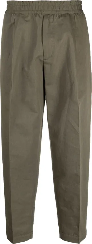 Elasticated-Waist Cropped Trousers