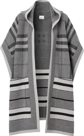 Burberry Wool-Cashmere Check Cape