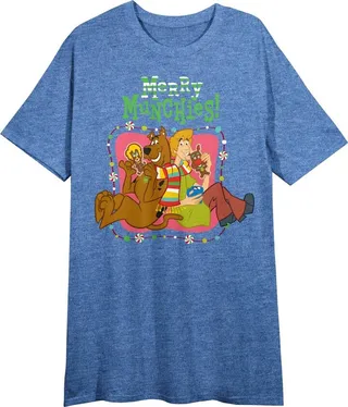Scooby Doo “Merry Munchies” Women’s Royal Blue Short Sleeve Sleep Shirt-Large