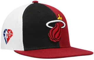 Men's Mitchell & Ness Cardinal Miami Heat Nba 75th Anniversary What The? Snapback Hat