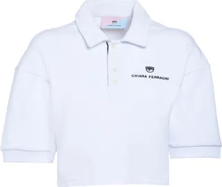 Short-sleeved Cropped Polo Shirt With Logo Detail