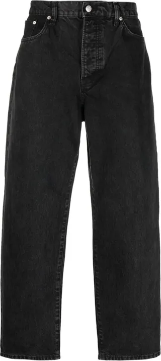 Embroidered-Logo Wide-Leg Jeans