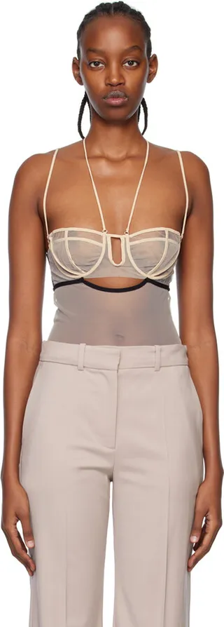 Nensi Dojaka SSENSE Exclusive Beige Bodysuit