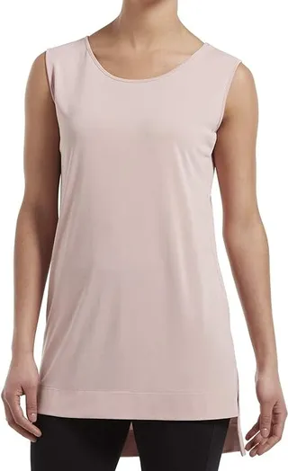 HUE Women's Hi-Low Hem Sleeveless Long Tunic Top (Barely Pink) Women's Special Occasion