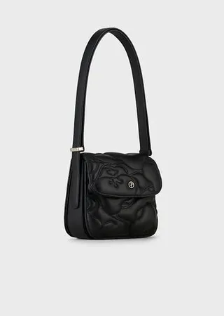 Medium la Prima nappa leather shoulder bag with floral topstitching