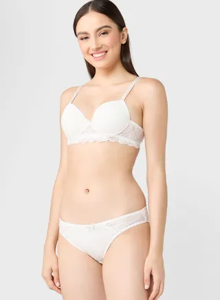 Lace Trim Bra & Brief Set