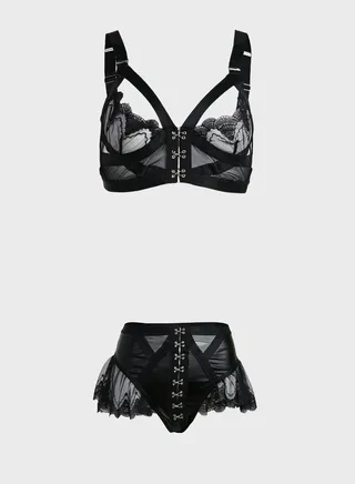 Cut Out Plunge Neck Bra & Brief Set