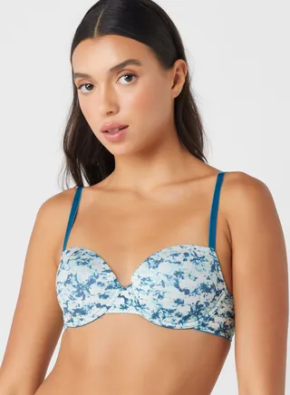 Printed Plunge Neck Bra