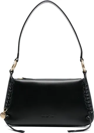 Braided-Detail Leather Shoulder Bag