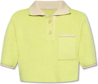 Jacquemus Arco Cropped Knitted Polo Shirt