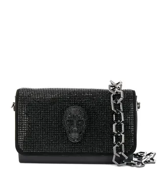 Crystal-Embellished Skull Handbag