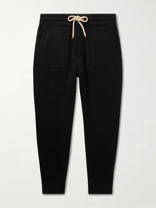 Tapered Ribbed Cashmere Sweatpants