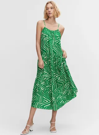 Abstract Printed Strap Detail Dress