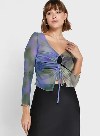 Colorblock Cut Out Detail Top