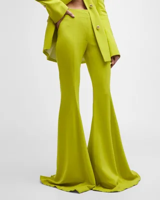 Viscose Suiting Wide-Leg Flare Pants