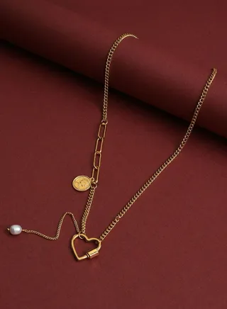 Gold Plated Love Shaped Necklace