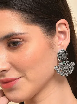 Silver Plated Designer Drop Earring