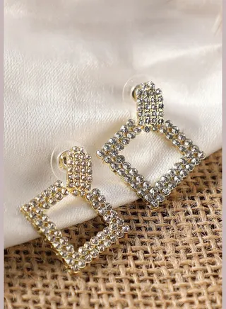 Gold Plated Party Designer Stone Drop Earring For Women