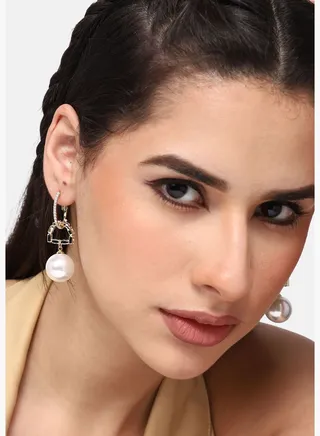 Gold Plated Party Designer Stone Drop Earring For Women