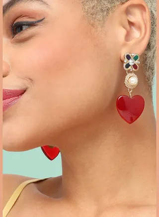 Gold Plated Party Designer Stone Drop Earring For Women