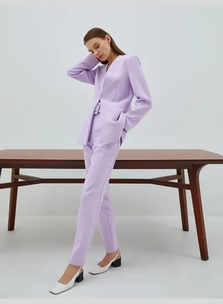Belted Pleated Pocket Carrot Trousers
