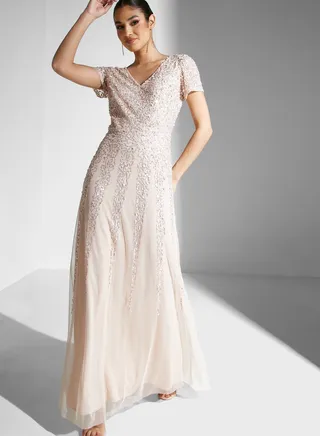Embellished Dress With Cascading Sequins
