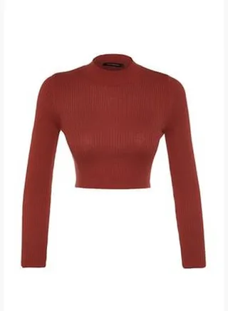 Tile Crop Cotton Crew Neck Knitwear Sweater TWOAW23KZ01253