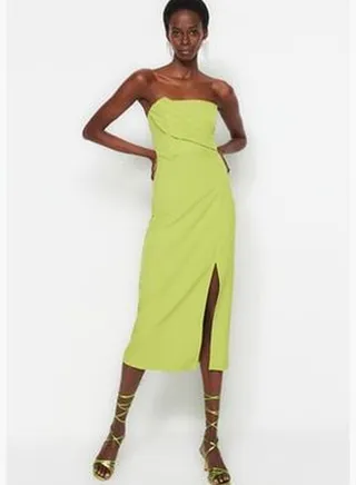 Green, fitted, Woven Evening Dress TPRSS23EL00280