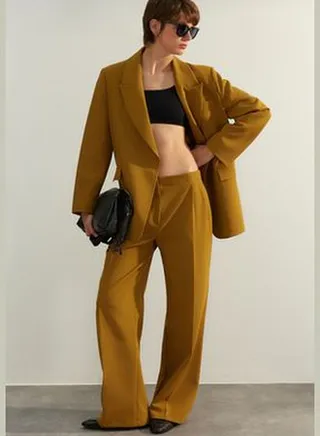 Khaki Limited Edition Woven Trousers TWOAW24PL00265