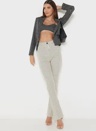 High Waist Striped Pants