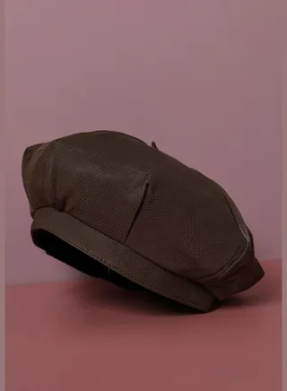 Casual Solid Vegan Leather Beret Cap For Women