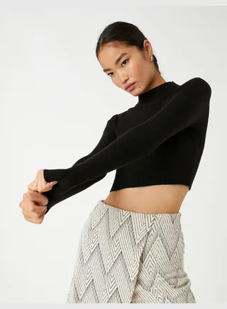 High Neck Ribbed Sweater
