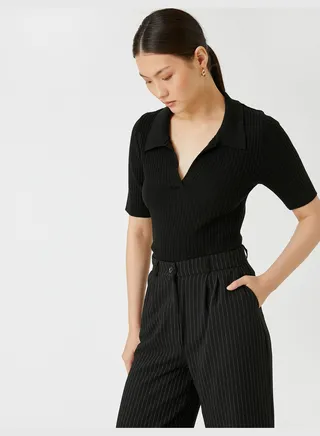 Polo Neck Sweater Short Sleeve