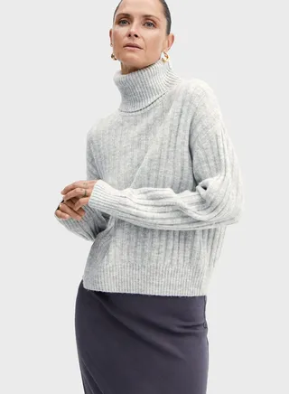 Turtle Neck Ribbed Sweater