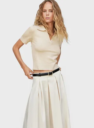 Polo Neck Crop Sweater