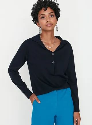 Polo Neck Knitted Sweater