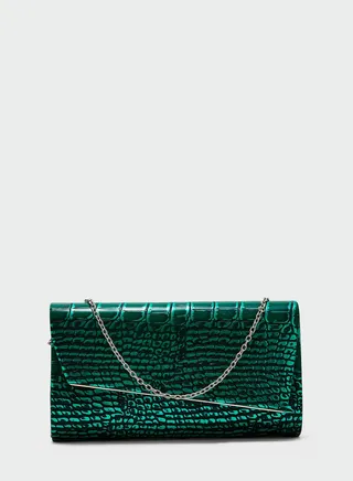 Metallic Croc Clutch Bag