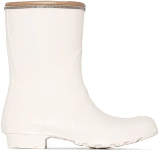 Leather-Trim Rain Boots